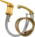 Salon Sink Faucet with Hose and Sprayer for Shampoo Bowls – 1/2" Inlet, Gold Finish – Complete Replacement Set – Durable Faucet + Tangle-Free Hose and Shower Head – Punta Belleza Salon Equipment