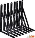 8-Pack 12 Inch Heavy Duty Shelf Brackets, Large Wall Bracket for Garage Kitchen Floating Shelves, Black Powder-Coated Steel