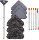 Wall Cleaner Mop with 79 Inches Long Handle, 360° Wall Washer Cleaner Tool for Walls/Ceiling Fans/Dust/Baseboard/Floors Clean, Ceiling Cleaner Tool Duster with Squeegee 6 Replacement Pads