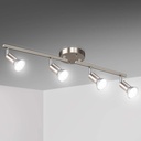 Unicozin LED 4 Light Track Lighting Kit, Matt Nickel 4 Way Ceiling Spot Lighting, Flexibly Rotatable Head, Modern Track Light Included 4 x LED GU10 Bulb (4W, Daylight White 5000K, 400LM)
