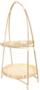 1pc Double-layer Pastoral Style Woven Food Basket for Kitchen Storage Versatile Vegetable Fruit Snack Organizer Rustic Design for Home Lightweight Compact