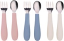 WeeSprout Toddler Utensils, 3 Forks & 3 Spoons, 18/8 Stainless Steel & Food Grade Silicone, Thick Easy-Grip Handles, Perfect Length For New Self Feeders, Gentle On Gums & Teeth, Dishwasher Safe