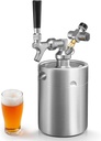 MRbrew 64oz Mini Keg Growler Portable Draft Beer Dispenser System Pressurized Stainless Steel Beer Growler Tap System Home Mini Kegerator, with Professional Beer Tap and CO2 Regulator to Keep Fresh