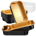 Baderke 30 Set 9x13 Heavy Duty Aluminum Pans with Lids Double Thick Aluminum Foil Baking Pan Food Container for Heating Cooking Meal Prep Storage Freezer and Takeout (Black Gold)