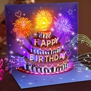 INPHER Birthday Cards Fireworks Pop Up Cake Light and Music Happy Birthday Gifts Decorations for Women, Men, Mom, Grandma