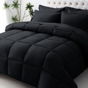 JOLLYVOGUE Queen Comforter Set, Ultra-Soft Bed in a Bag Queen Size 7 Pieces, Oeko-TEX Certified Bedding Set with Down Alternative Comforter, Sheets, Pillowcases & Shams, Black
