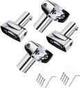 Kokone Shower Curtain Rod Bracket Set of 4 Ajustable 180° Rotation Bracket for Curved Shower Curtain Rods Sturdy Zinc Alloy Wall Mounted Shower Curtain Rod Holder for Bathroom,Wardrobe,Kitchen,Silver