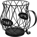Pod Organizer Basket Sturdy Black Iron Fruit Storage Holder for Kitchen Counter Functional Coffee Capsule Storage