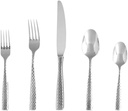 FORTESSA Lucca 18/10 Stainless Steel Flatware, 20 Piece Place Setting With Table Knives, Forks and Spoons (Service For 4), Dishwasher Safe, Polished