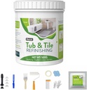 17oz White Tub and Tile Refinishing Kit with 8 Tools, Semi-Gloss Tub and Tile Paint for Bathroom, Low Odor Bathtub Refinishing Kit for Fiberglass, Kitchen, Shower, Sink