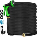 Non-Expanding Garden Hose 100FT, Lightweight Flexible Hose with 10 Function Nozzles, Leak-Proof Metal Interface, Kink Free, Wear-Resistant, Outdoor Long Hose Pipe for Car Wash, Yard, Lawn