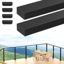 4FT Stainless Steel Rectangular Handrail 2 Pack, Cuttable Cable Railing Handrails System, Black Flat Top Rail with Nylon End Caps for Indoor Outdoor Deck Stair, MY01