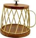 Coffee Pod Holder Container Sturdy Mug Shaped Storage Basket Organizer for Bar Accessories Home Kitchen Counter Countertop, Gold