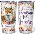 Hyturtle Personalized Fox Tumbler Cup Gifts For Women - Birthday Christmas Gifts For Fox Lovers - Fox Gifts - Animal Lover Gifts - Custom Name 20oz Insulated Stainless Steel Travel Tumbler
