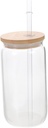 Clear Can Shaped Glass Cups with Straw Lid High Borosilicate Drinking Glass for Iced Beverages Juice and Milk Tea Stylish and Reusable Glassware for Home and Parties