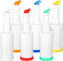 6-Piece Professional Bar Juice Pour Bottles Set - 0.9 Quart Juice Pourers for Bartending, Store and Pour Containers for Bar with Leakproof Spouts (Multicolor, 3.7x13 Inch, PP Plastic)