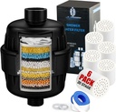 Matte Black Shower Head Filter with 6 Replacement Cartridges - 20 Stage Water Softener for Hard Water - Reduce Chlorine and Fluoride - Ideal for Improve Skin, Hair, and Scalp Condition