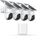 aosu Security Cameras Outdoor Wireless, 4 Cam-Kit, No Subscription, Solar-Powered, Home Security Cameras System with 360° Pan & Tilt, Auto Tracking, 2K Color Night Vision, Easy Setup, 2.4 & 5GHz WiFi