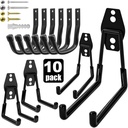 10 Pack Garage Hooks, Bike Hooks for Garage, Garage Hooks Heavy Duty, Utility J Hooks for Hanging Ladders, Bikes, Garden Tools, Hose, with Anti-Slip Coating (Black*10)