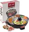 Home 2-in-1 Electric Hot Pot, Indoor Smoke Free Dual-Purpose Barbecue Hot Pot, Multi-Functional Non Stick Barbecue, for 2-12 People