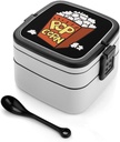 Popcorn Portable Bento Box with Handle 2 Compartment Leak-Proof Stackable Lunch Box for Work Picnic Camping