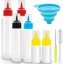 LhyBtm Icing Bottles Writer Bottles 6 Squeeze Applicator Jars with Needle, Brush and Funnel for Cookies Icing Cake Decorating Coloring Cookie Cutters Baking Decor Pancake