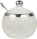 Kichvoe Ceramic Seasoning Jar Sugar Bowl with Lid Porcelain Sugar Dish Spice Container Small Condiment Bottle Holder Can Condiment Jar Ceramic Jar White Stainless Steel