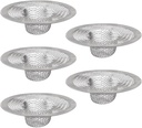 5 Pcs Stainless Steel Drain Covers - Kitchen Sink Strainer Filter Mesh Drain Hair Catcher - Bathroom Sink Drain Screen - Kitchen Wash Basin Strainer - Kitchen Sink Food Catcher Basket