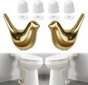 2Packs Ceramic Gold Birds Toilet Bolt Caps & 4Packs Universal Toilet Bolt Covers, Bathroom Decorative Toilet Floor Screw Cover Caps Easy Installation