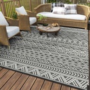 MontVoo Outdoor Rug Carpet Waterproof 5x8 Outdoor Patio Rug Mat Reverisble Plastic Straw Outdoor Rug for RV Camping Picnic Beach Balcony Boho Grey