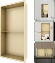 SUPERFLO Stainless Steel Shower Niche 12" X 24" Gold Shower Niche No Tile Needed, Niche for Shower Wall for Bathroom & Bedroom Storage with Partitions