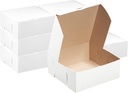 [50 Pack] White Bakery Pastry Boxes - 6 x 6 x 3 Inches - White Kraft Paperboard for Home or Retail - Eco Friendly Paper Cardboard Recyclable for Pastries, Cookies, Cakes, Pies, Gift Box, Baby Shower