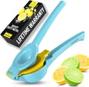 Zulay Metal 2-In-1 Lemon Squeezer Manual - Sturdy, Max Extraction Hand Juicer Lemon Squeezer Gets Every Last Drop - Easy to Clean Manual Citrus Juicer - Easy-to-Use Lemon Juicer Squeezer - Blue/Yellow