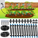 Bonviee Drip Irrigation System, 230FT Garden Watering System with Quick-to-Connect Fittings, Adjustable Drip Emitters, 1/4” & 5/16” Tubing, Drip Irrigation Kit for Raised Garden Beds, Greenhouse, Lawn