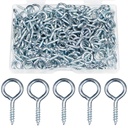 MroMax 150Pcs 1" Screw Eyes, Silver Zinc Plated Eyelet Screws, Silver Metal Small Tapping Screw Hooks Ring for Wood Hanging Artwork