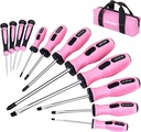 FASTPRO 12-Piece Pink Magnetic Screwdrivers Set with Slotted Phillips Screwdrivers and Precision Screwdrivers, Repair Tool Kit for Women with Storage Bag