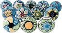 Kunal Blue Ceramic Knobs Door Vintage Handle Cupboard Pull Cabinet knobs Chrome Hardware Kitchen Drawer knobs Cabinet pulls Interior Meenakari Set of 12