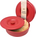 Tortilla Warmer Insulated Container with Lid (8.5" x 2.5"-Inch), BPA FREE Microwave & Dishwasher Safe Tortilla Holder Server Box For Tortilla, Flour Taco, Chapati, Flat Breads (1 Pack - Red)
