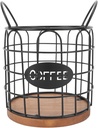 Large Capacity Holders, Coffee Pod Holder, Coffee Pods Storage Organizer with Metal Wire Design, Weighted Wooden Base for Counter Kitchen Cafe Bar (Black)