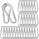 50 Pack Sliver Carabiner Clips, 2.36 Inch Heavy Duty Spring Snap Hooks - Small Locking Carabiners for Camping, Hiking, Hammocks, Swing Sets, Keychains, Fishing & Outdoor Gear