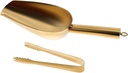 Garneck Stainless Steel Ice Cube Shovel Clip Set Kitchen Bar Tools Food Tongs Heavy Duty Ice Scoop for Parties and Events Dishwasher Safe