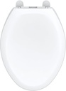 Gerber Universal Elongated Toilet Seat with Cover, Soft Close, Top Mount, Easy Install, Heavy-Duty Plastic, Adjustable Fit for Standard Elongated Toilets, Fade-Resistant, White G0099849