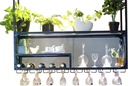 Wine Shelf Ceiling-Mounted Wine Rack with Suspended Glass Holder | Metal Bottle & Stemware Shelf - Black, for Kitchen, Bar & Wine Cellar Wine Holder(80x30x85cm)