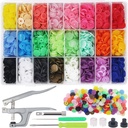 EuTengHao 1440Pcs Plastic Snap Buttons No-Sew Snap Fasteners T5 Snaps with Snaps Pliers Kit for Clothing Sewing,Rain Coat,Bibs,Clothes Crafting(24 Colors,360Sets)