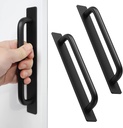 2pcs Aluminum Alloy Self-Stick Push Pull Handles for Cabinet Door Window Drawer (8.35", Black)