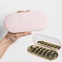 Dosey 7 Day Pill Compact Travel Pill Organizer - Pill Case with 7 Pill Compartments for Medicine Storage & Protection – Stylish & Elegant Medication Organizer with Mirror, Blush