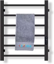 Towel Warmer Heated Towel Rack Bathroom Towel Rack Wall Mount Plug-in/ 6 Bar Square Tube Bath Towel Heater (Matt Black- Timer)
