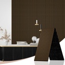 AKK-Stave Acoustic Wood Slat Wall Panels, Foldable Panels 94.5" X 23.6 "X 0.7" 15.5 ft² 3D Fluted Sound Absorbing Panel, for Interior Decoration (Smoked Oak 5#)