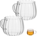 PRETYZOOM Pumpkin Glass Drinking Mugs Set Large 350ml Elegant Cups for Couples Tea