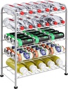 Water Bottle Holder Organizer 5 Tier Water Bottle Storage Rack, Freestanding Floor Beverage Soda Can Dispenser Organizer Rack for Pantry, Kitchen Countertop, Cabinet, Office, Hold 30 Bottles, Silver